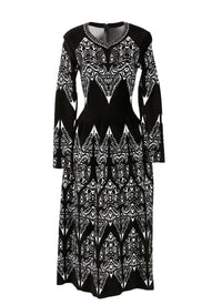 Robe à manches longues Tatoo en maille - Noir & Blanc