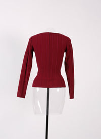 Pull à manches longues à motif rosace en laine - Bordeaux