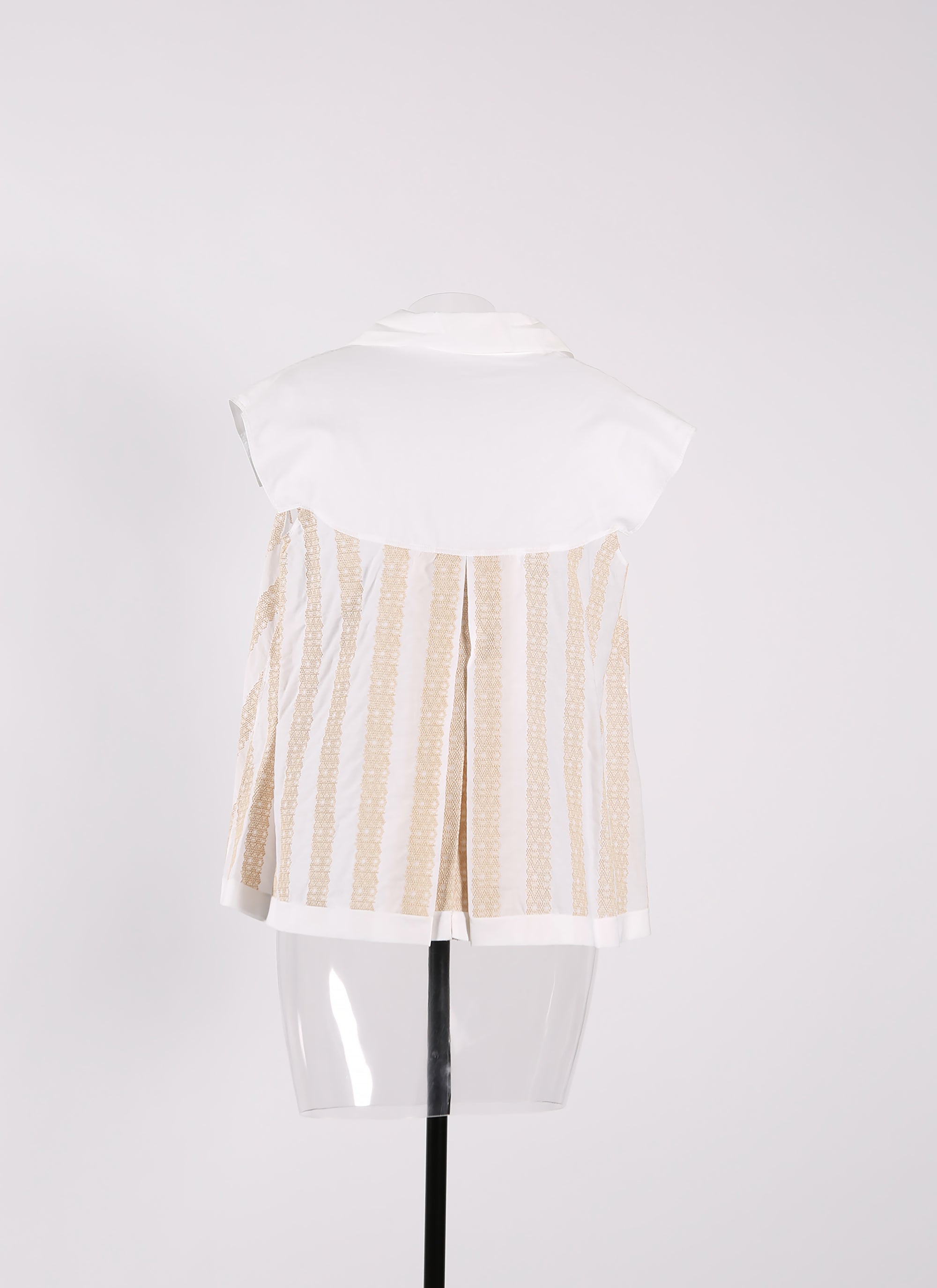 Art Deco short-sleeved shirt - White & Beige