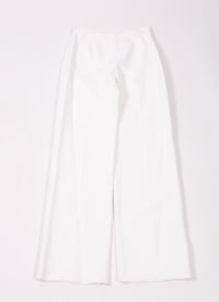 Raffia wide-leg trousers - White