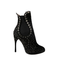 Eyelet boots in leather - Black