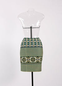 Bambara short skirt - Green & Yellow