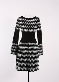Robe à manches longues Belize en maille - Noir & Blanc