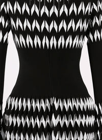 Robe à manches longues Belize en maille - Noir & Blanc