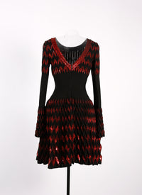 Robe à manches longues Belize en maille - Noir & Grenat
