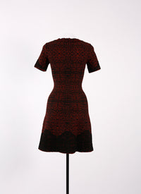 Galatea knitted short-sleeved dress - Black & Garnet