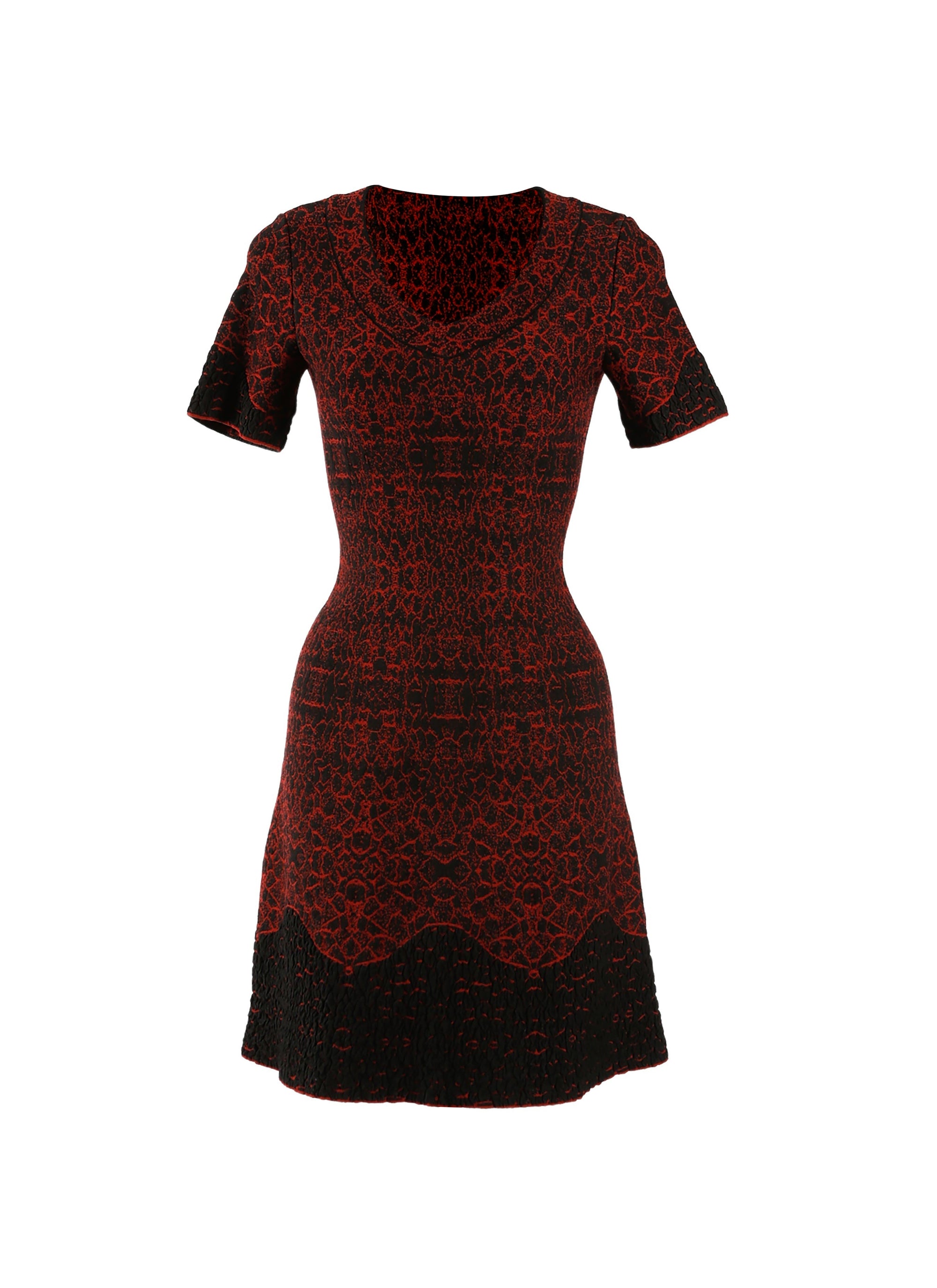 Galatea knitted short-sleeved dress - Black & Garnet