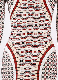 Swahili knitted long-sleeved dress - Black & Garnet