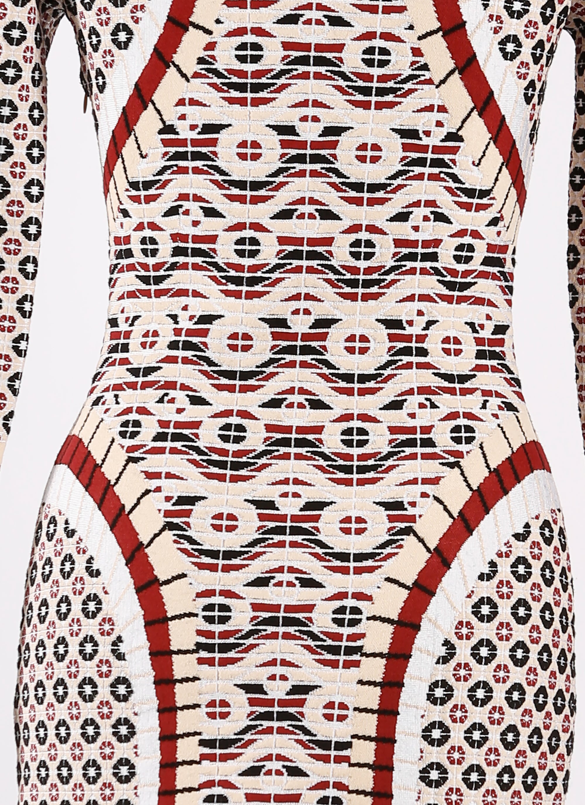 Swahili knitted long-sleeved dress - Black & Garnet