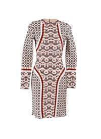 Swahili knitted long-sleeved dress - Black & Garnet