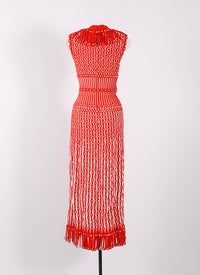 Robe longue sans manches Carillon - Rouge & Blanc
