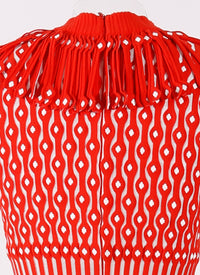 Robe longue sans manches Carillon - Rouge & Blanc