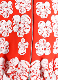 Top sans manches zippé fleurie - Orange & Blanc