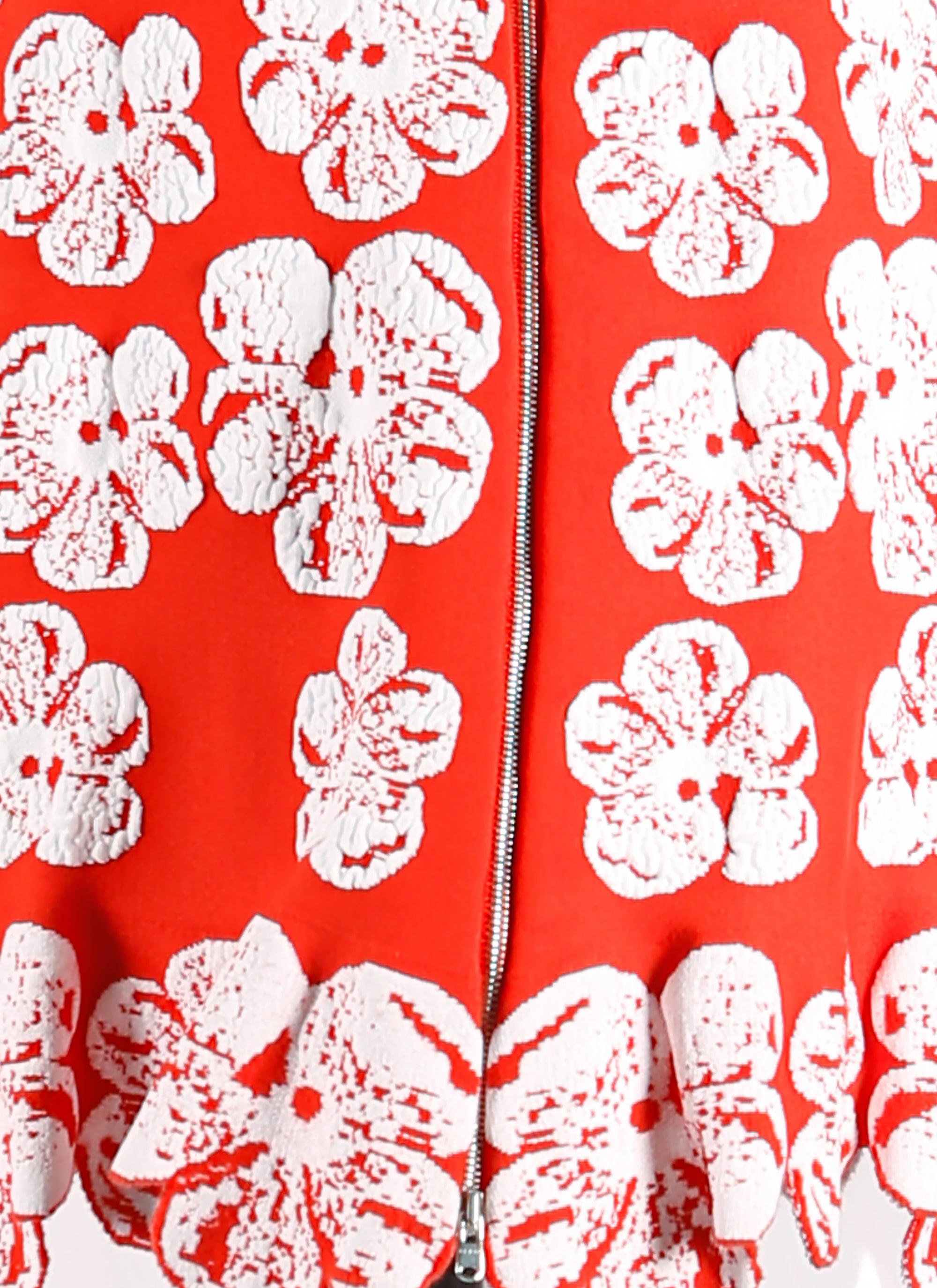 Top sans manches zippé fleurie - Orange & Blanc