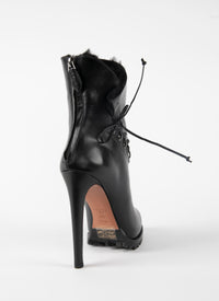 Soft platform lace-up boots in leather - Black