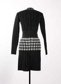 Berlingot long-sleeved dress - Black & White