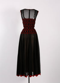 Azulejos silk sleeveless maxi dress - Black & Red