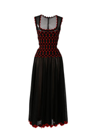 Azulejos silk sleeveless maxi dress - Black & Red