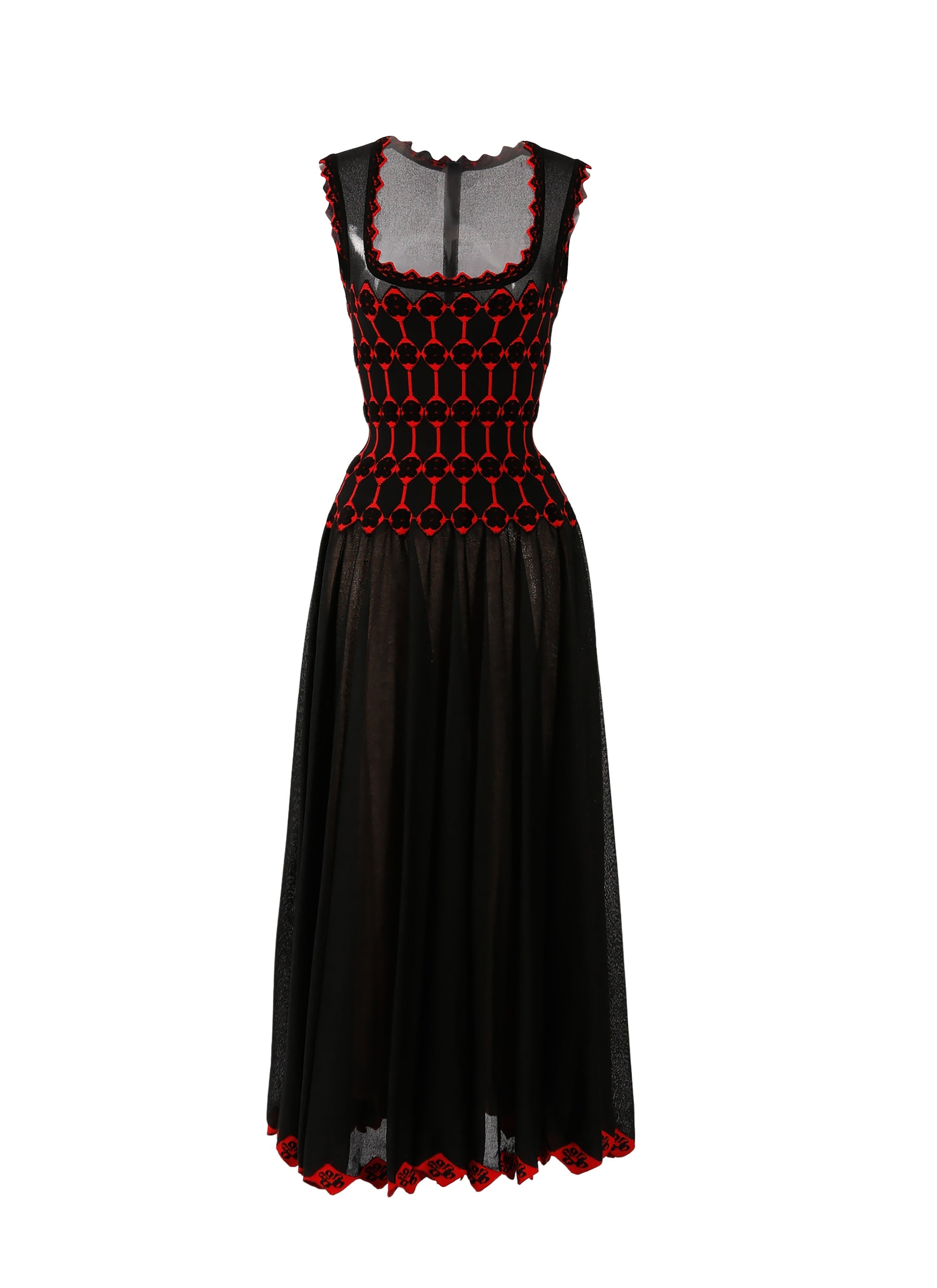 Azulejos silk sleeveless maxi dress - Black & Red