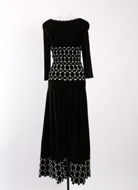 Azulejos knitted 3/4 sleeve maxi dress - Black & White