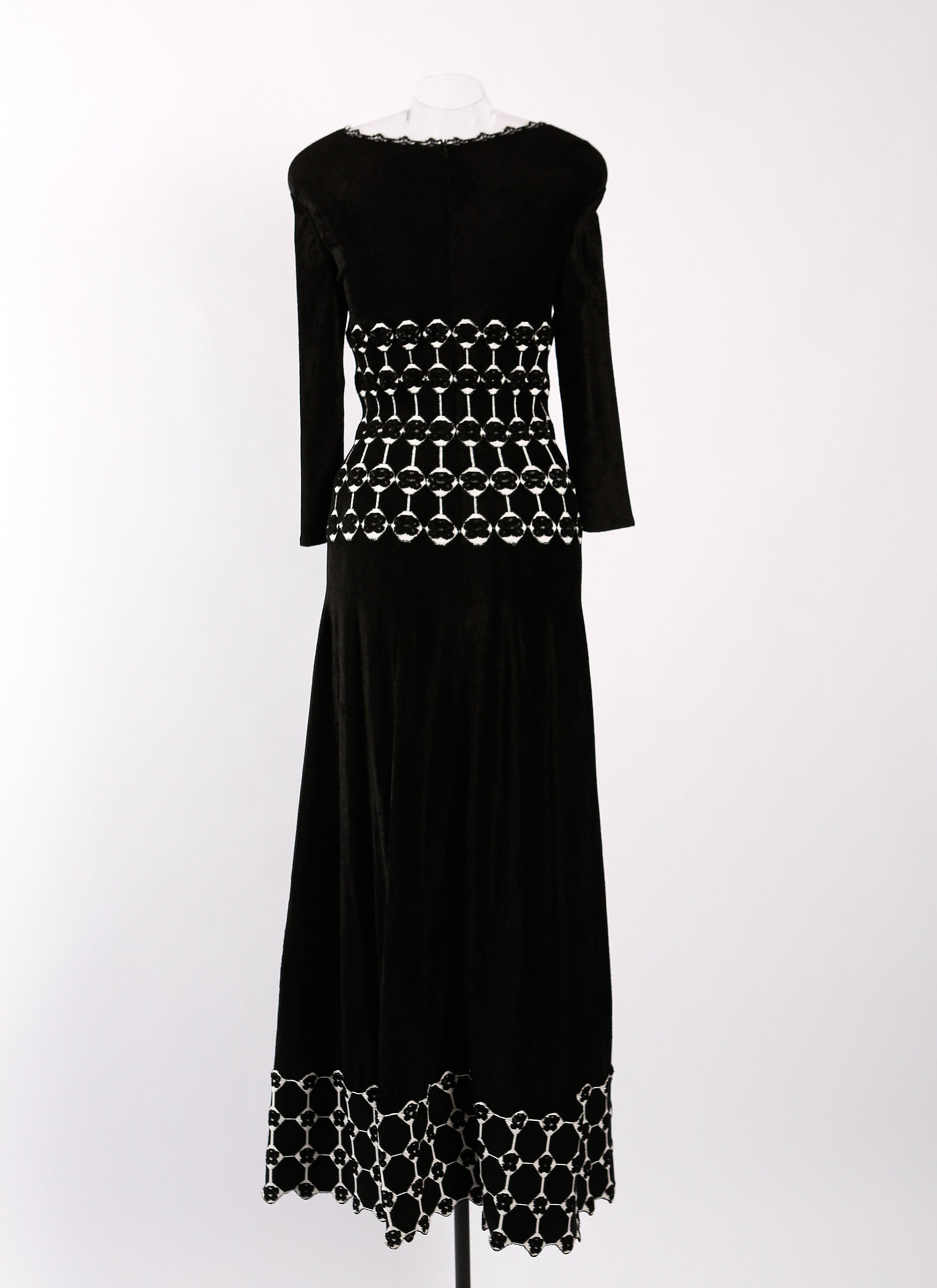 Azulejos knitted 3/4 sleeve maxi dress - Black & White