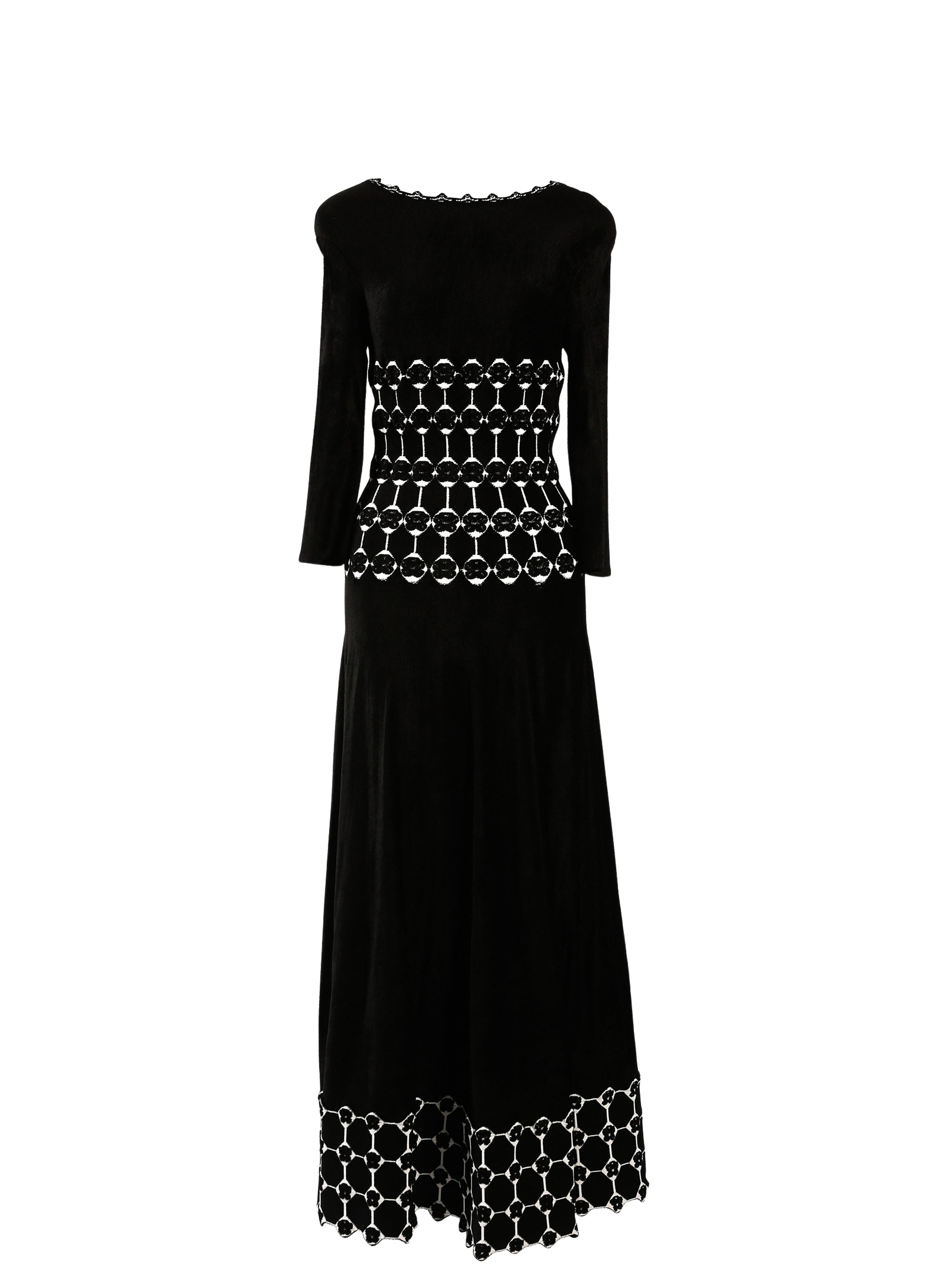 Azulejos knitted 3/4 sleeve maxi dress - Black & White