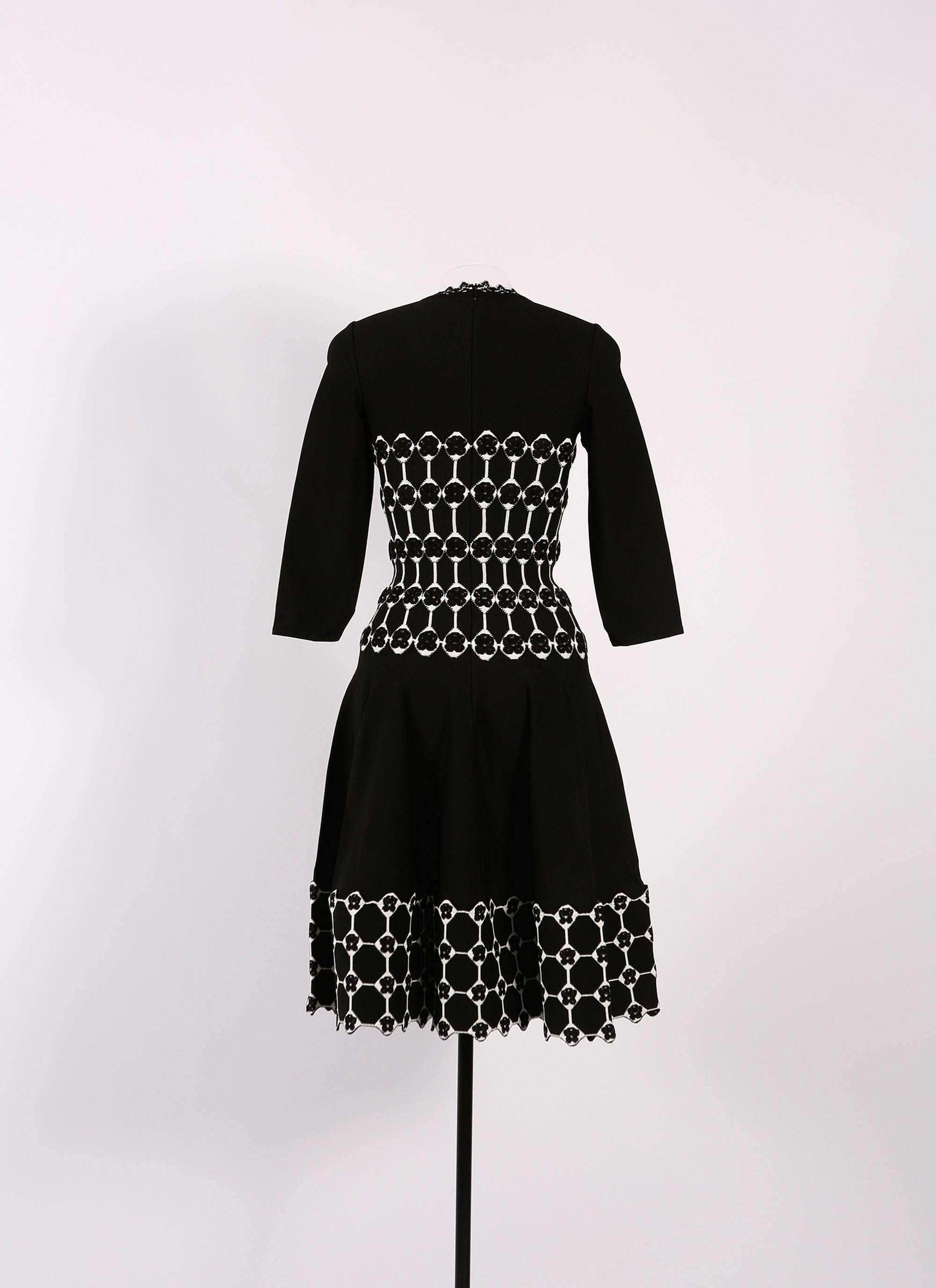 Robe droite à manches 3/4 Azulejos en maille - Noir & Blanc