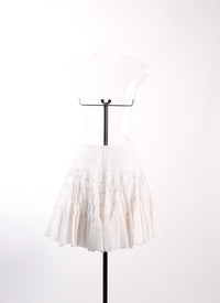 Embroidered skirt - White & Beige