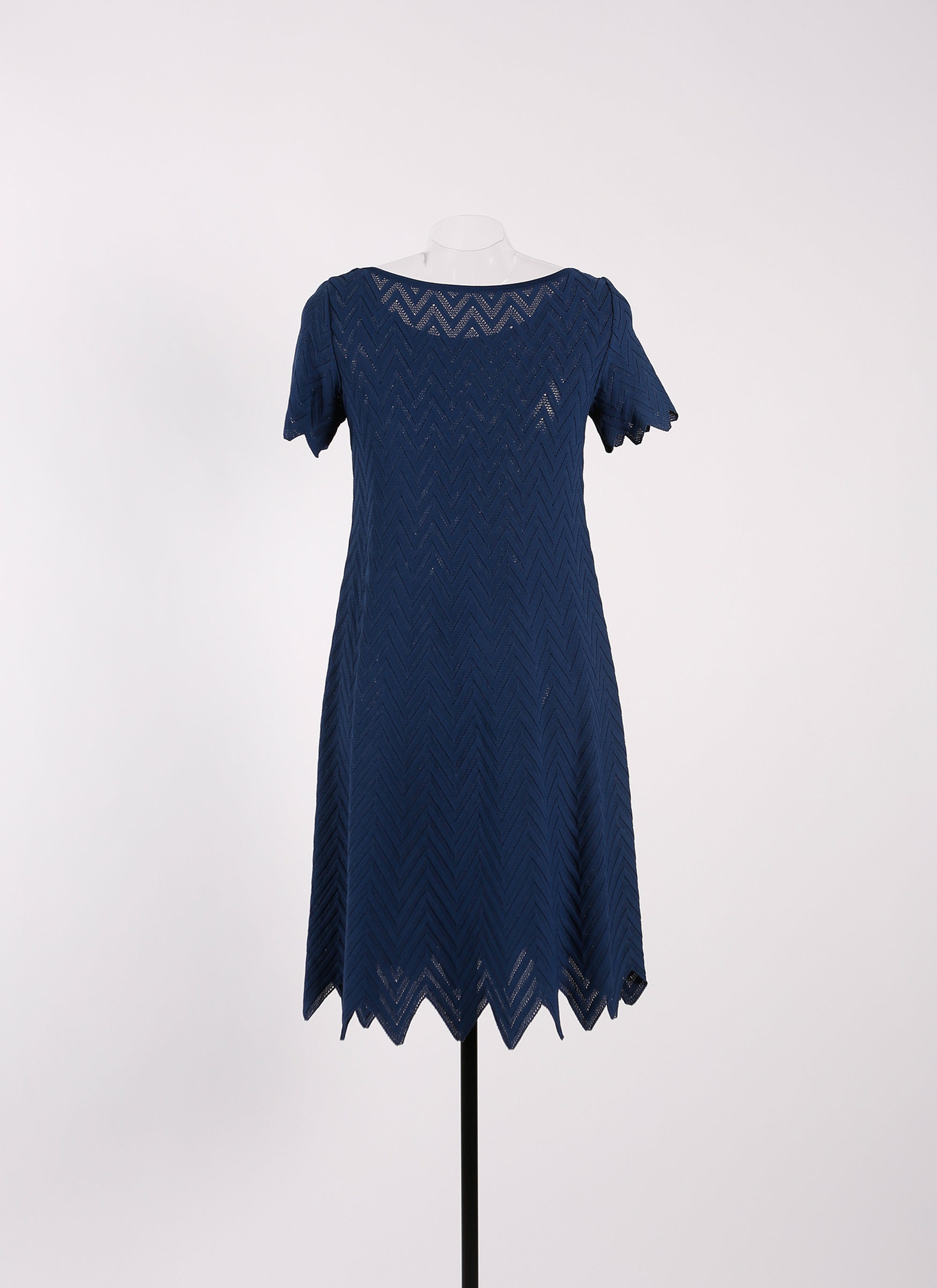 Jamaica knitted short-sleeved dress - Navy