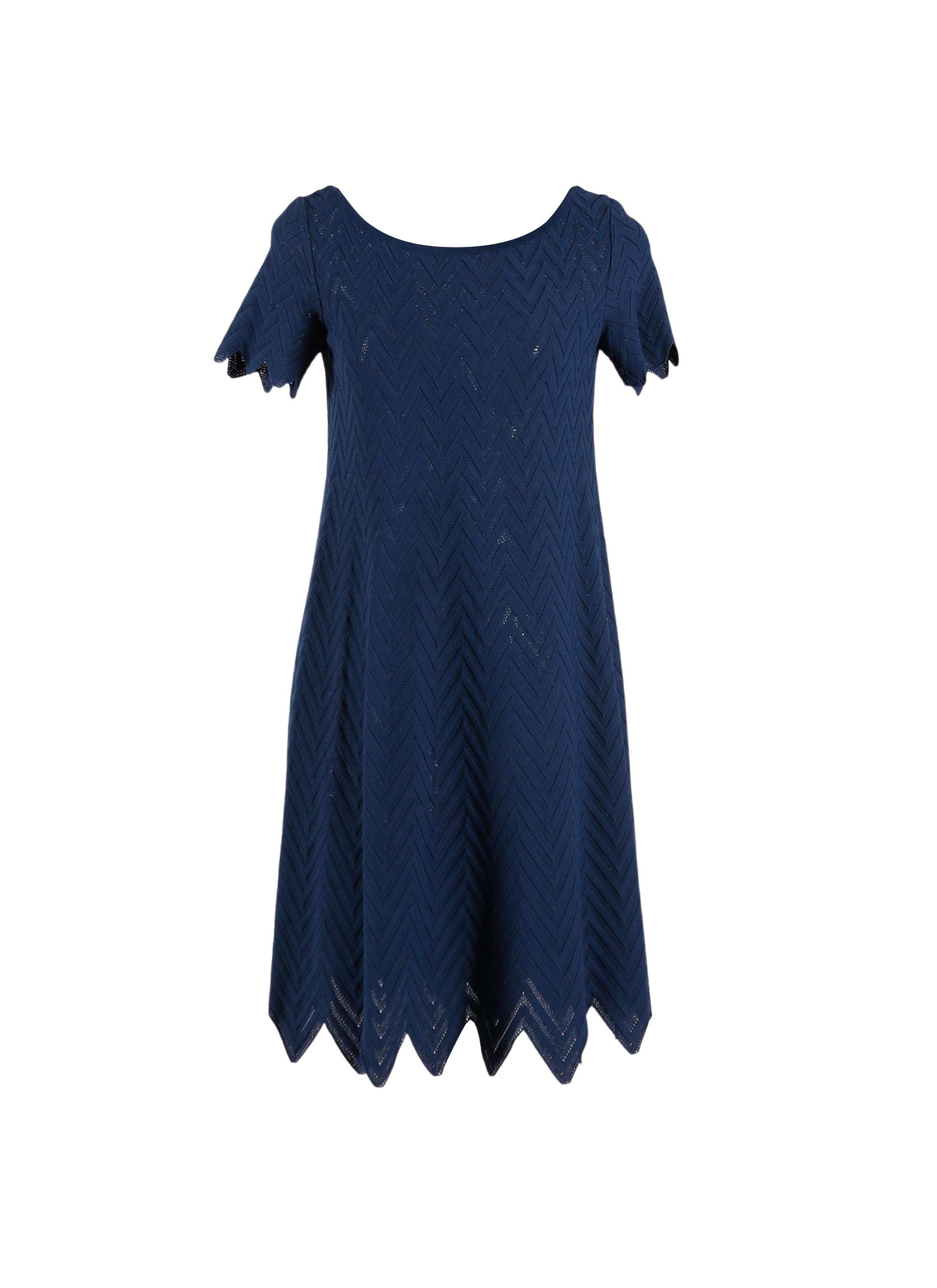 Jamaica knitted short-sleeved dress - Navy