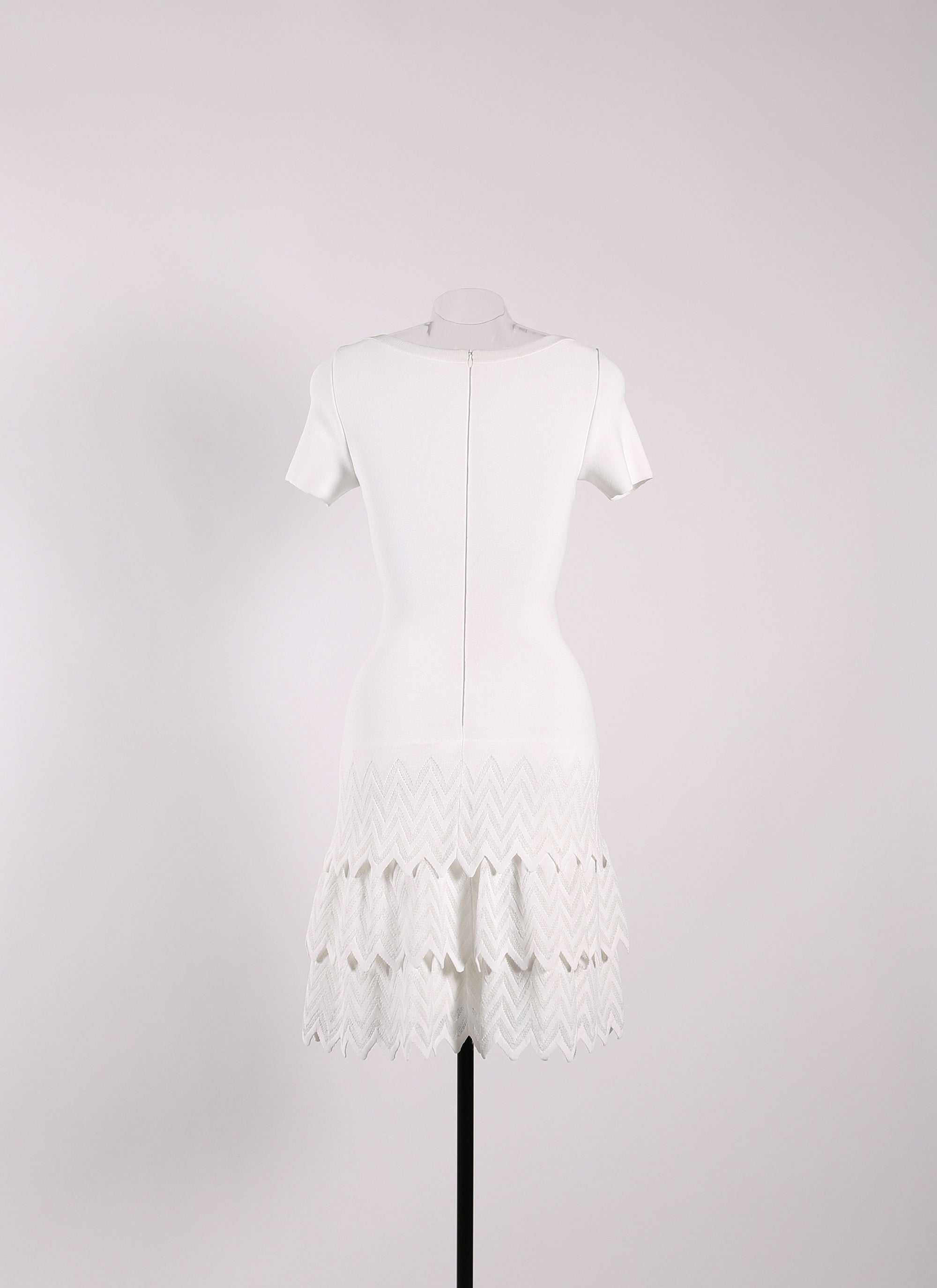 Mesh ruffle short sleeve dress - Optic White