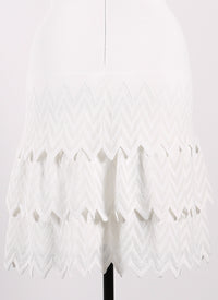 Mesh ruffle short sleeve dress - Optic White