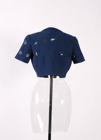 Atlas knitted short sleeve cardigan - Navy