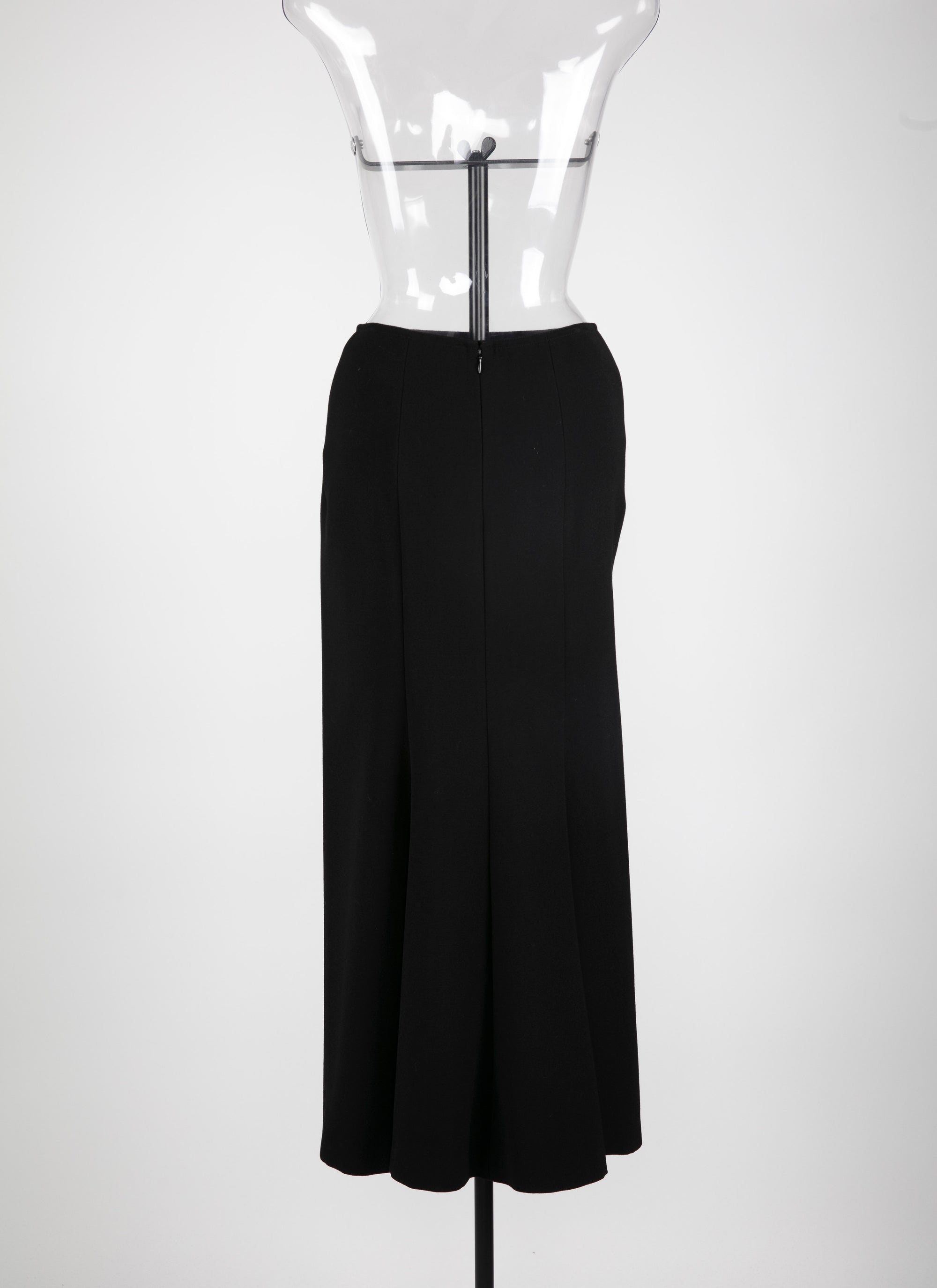 Long skirt in wool gabardine - Black