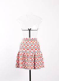 Mini knitted Orchid skirt - White & Red