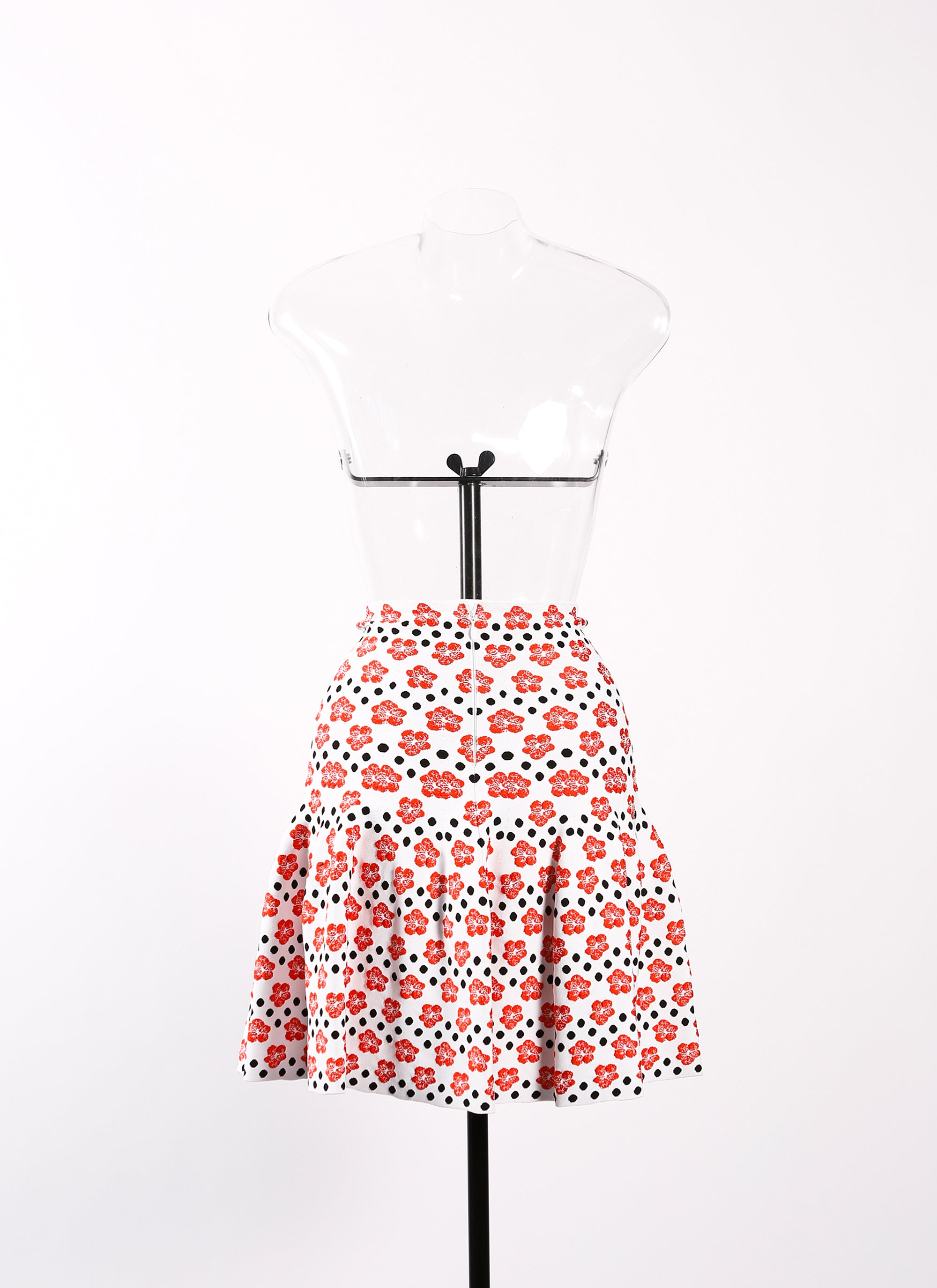 Mini knitted Orchid skirt - White & Red