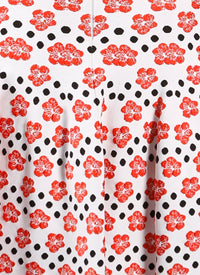 Mini knitted Orchid skirt - White & Red