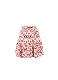 Mini knitted Orchid skirt - White & Red