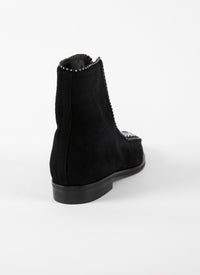 Bottines plates cloutées en cuir - Noir