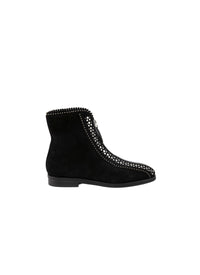 Bottines plates cloutées en cuir - Noir