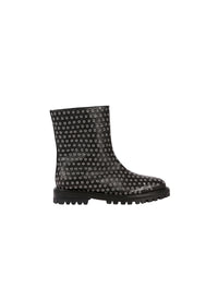 Eyelet platform boots in leather - Black