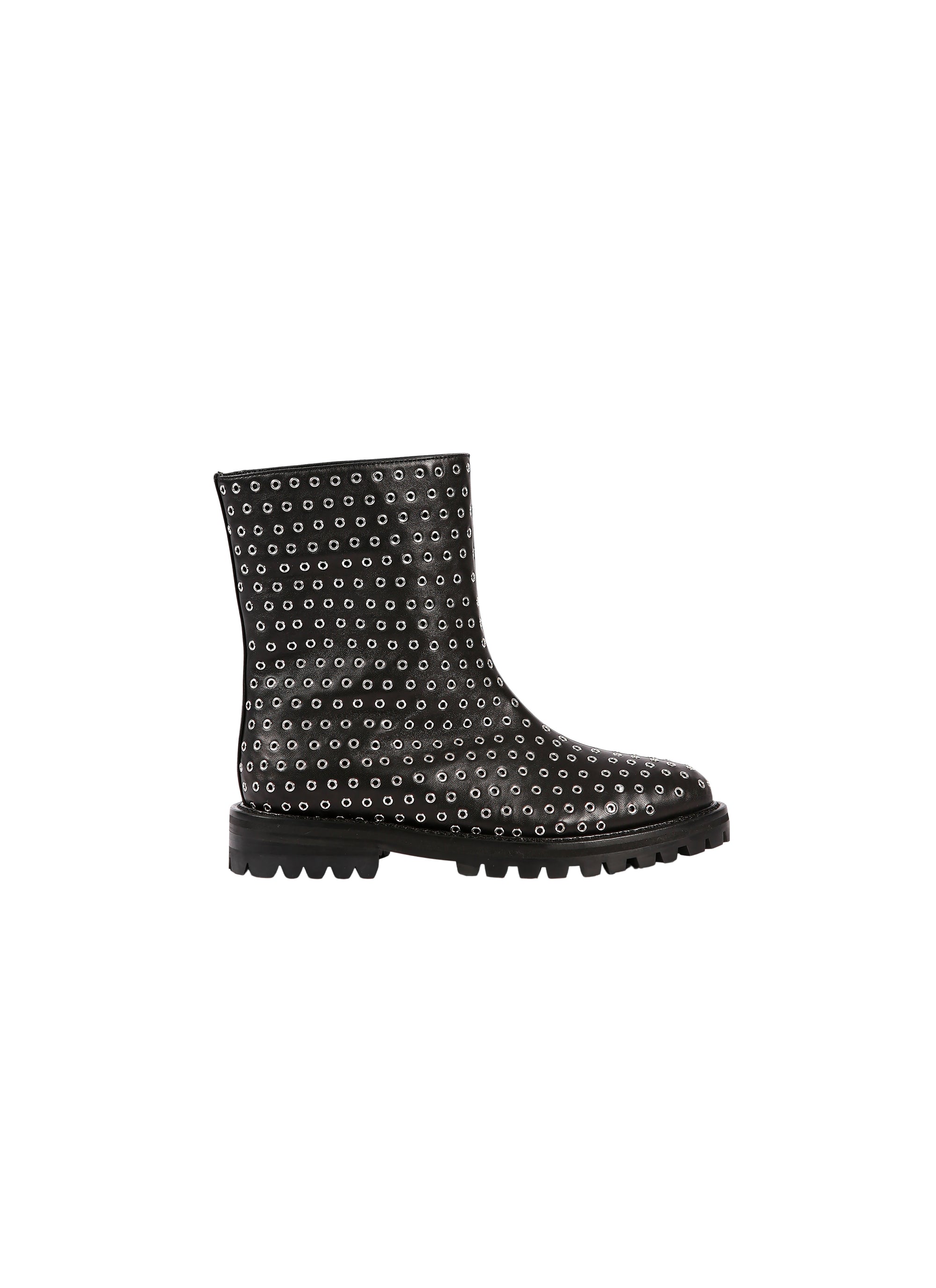 Eyelet platform boots in leather - Black