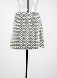 Embroidered leather mini skirt - White & Black
