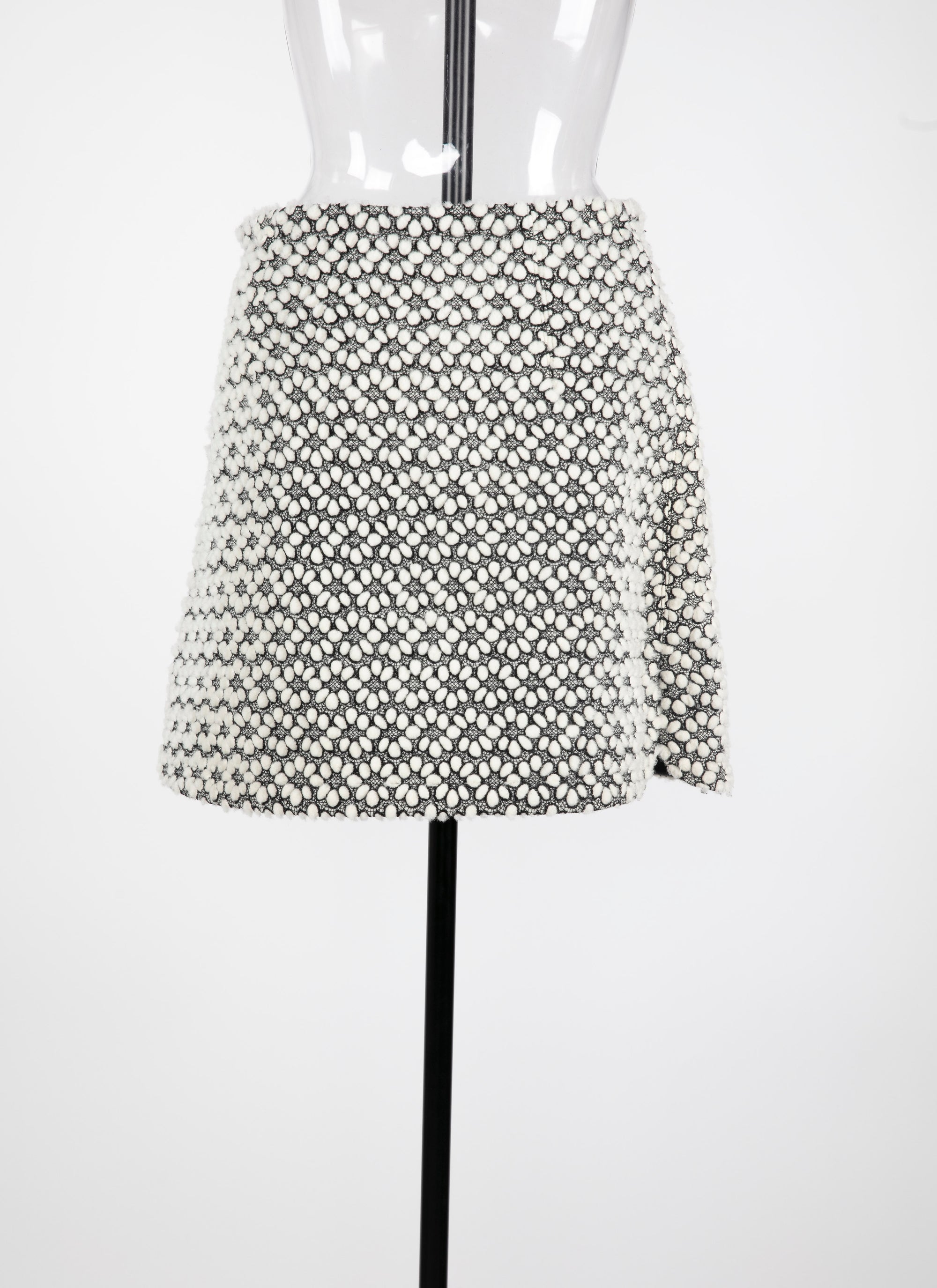 Embroidered leather mini skirt - White & Black