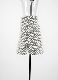 Embroidered leather mini skirt - White & Black