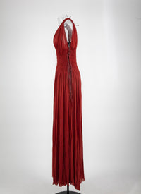 Jersey sleeveless dress - Brick