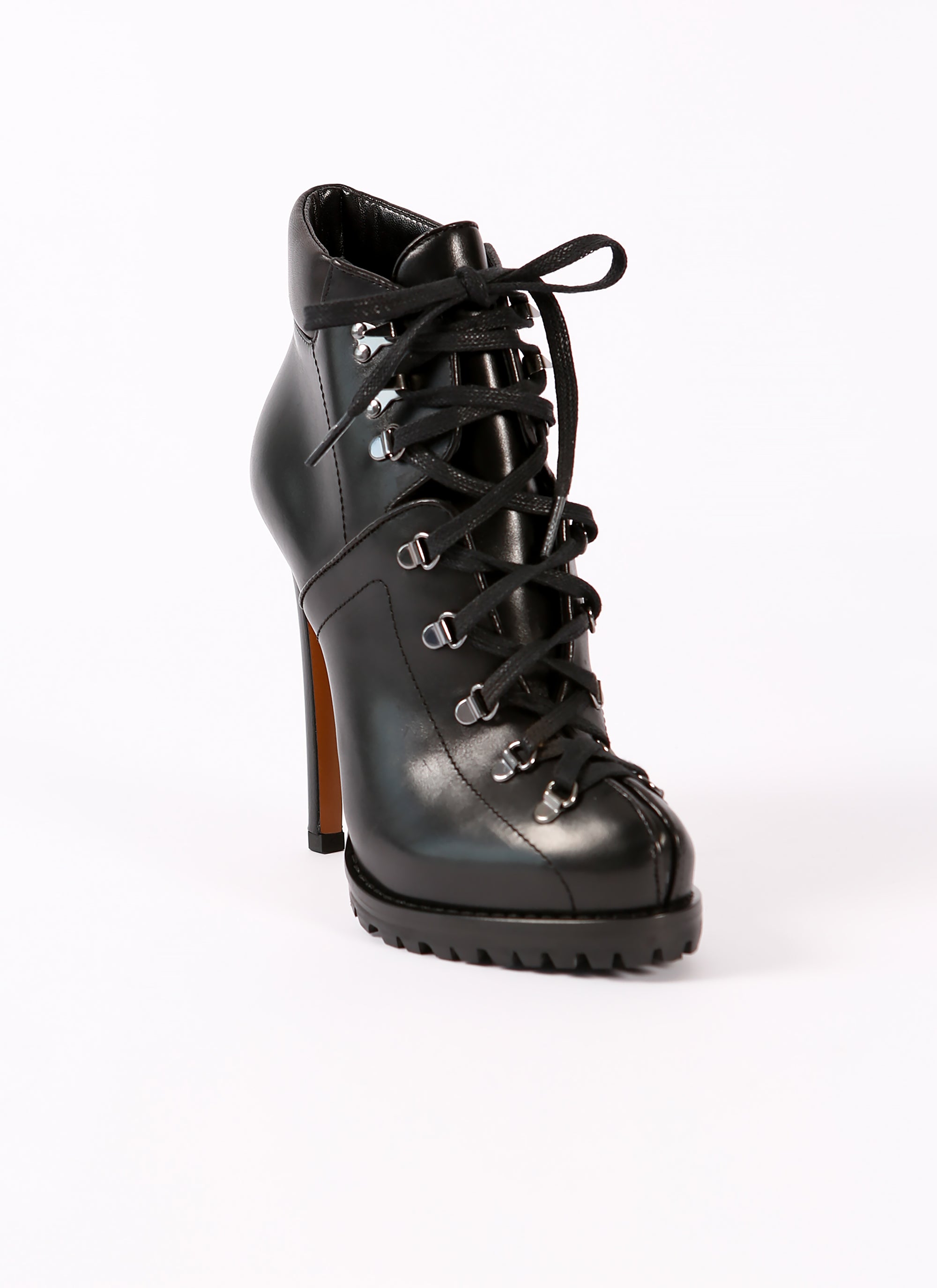 Soft platform boots in smooth leather - Black