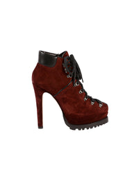 Platform boots in velvet - Blackcurrant