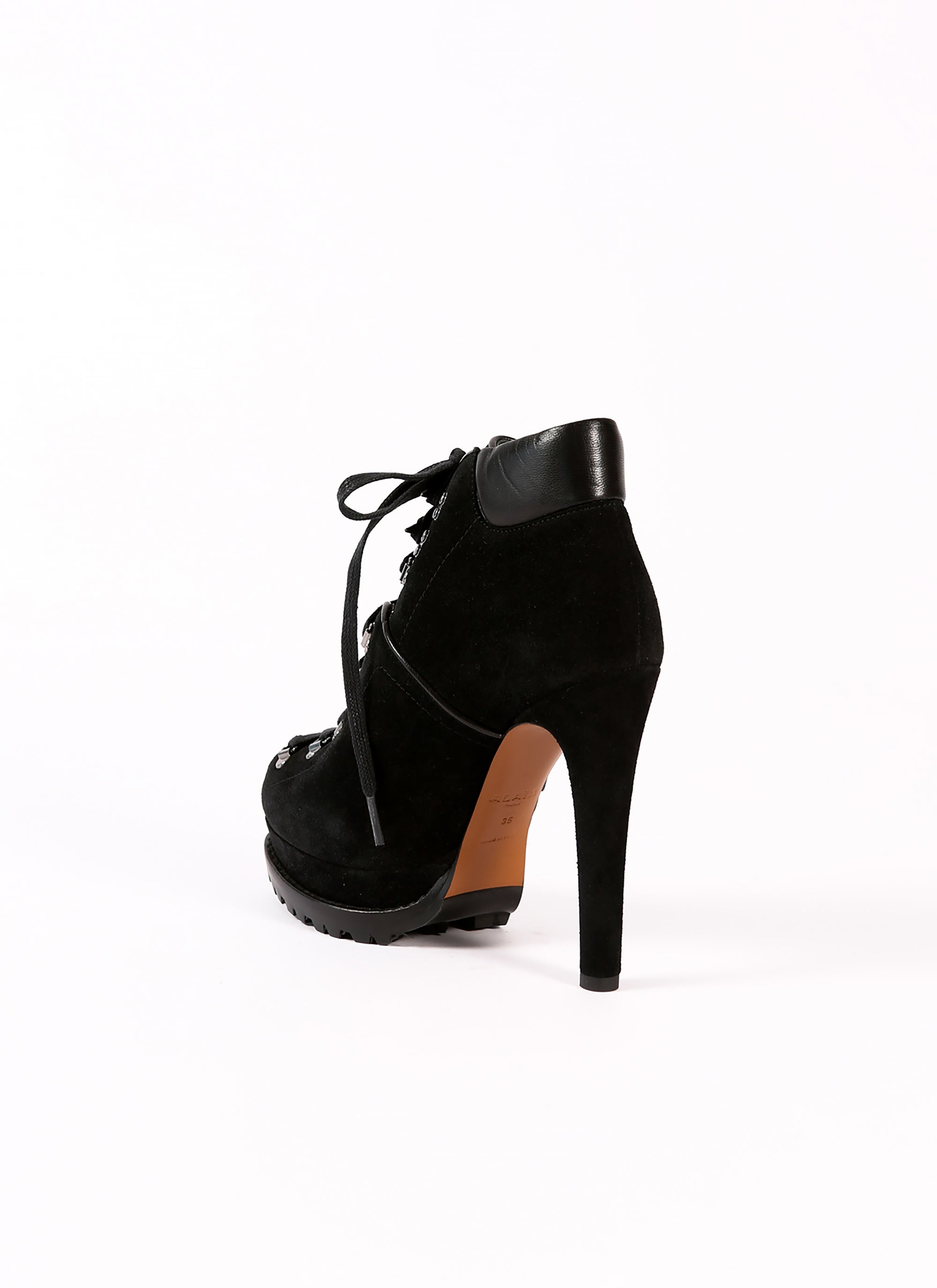 Platform boots in velvet - Black