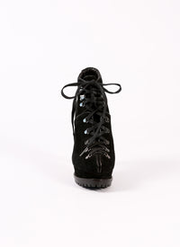 Platform boots in velvet - Black